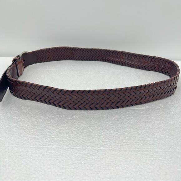 Men's belt 42 brown woven leather - Picture 4 of 9